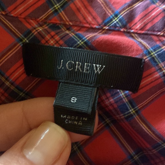 J Crew Light Red Plaid Popover 8 - Picture 6 of 9
